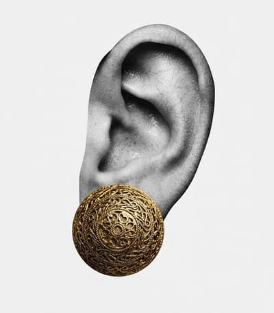 Gold Button Earring
