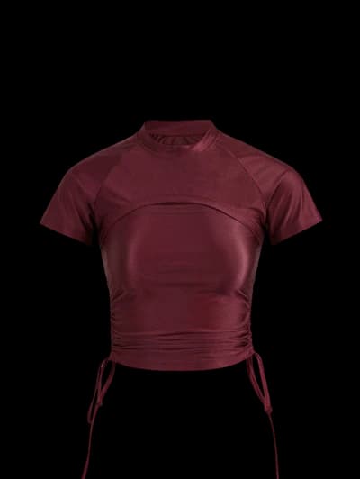 Burgundy Fitted Crop Top