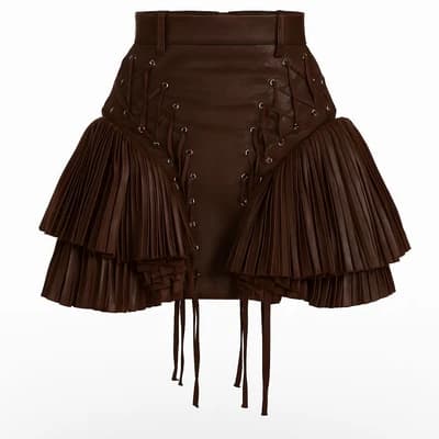 Tiered Pleated Mini Skirt